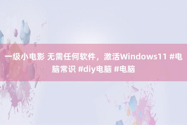 一级小电影 无需任何软件，激活Windows11 #电脑常识 #diy电脑 #电脑